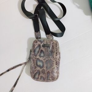 Aimee Kestenberg Iridescent Reptile Pattern Leather Crossbody Phone Bag Purse